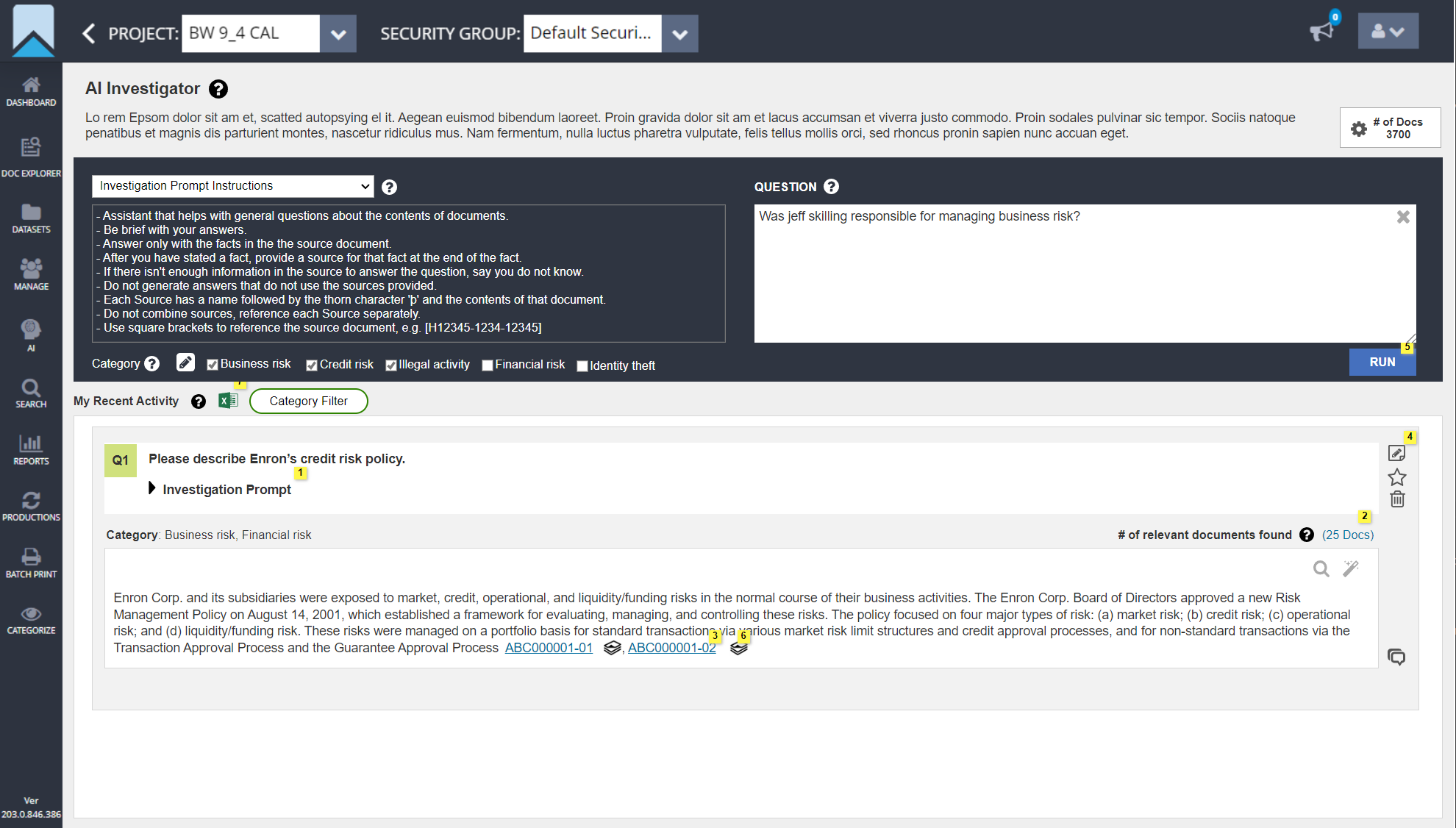 Sightline eDiscovery Suite: AI Investigator